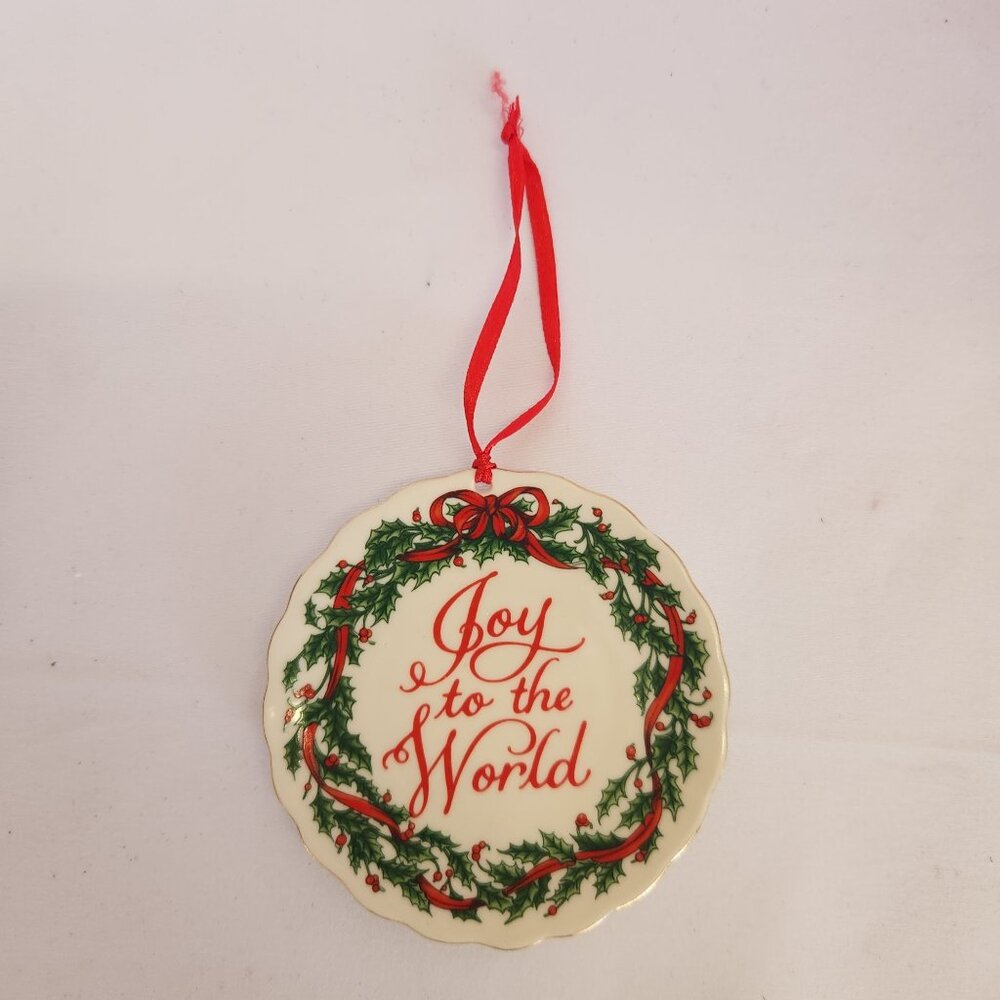 Vintage Dicksons Christmas Ornament Mini Plate Joy To The World Ceramic Round